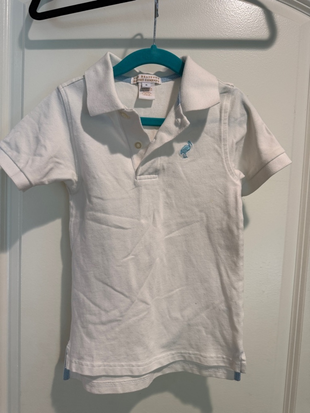 Boy’s White TBBC Polo Top with Light Blue Embroidery